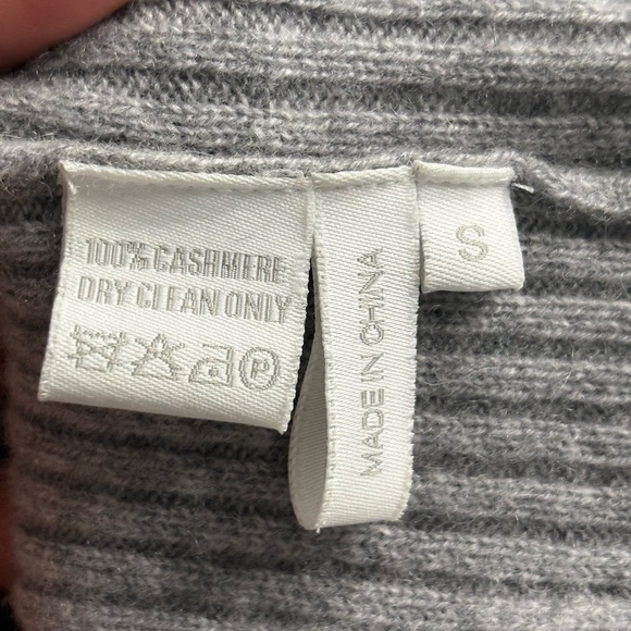 Madeleine Thompson Gray Ribbed Cashmere Sweater Medium Slit Hem Pullover small - Picture 13 of 16